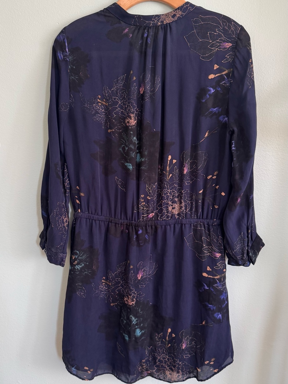 Babaton Navy Floral Long-Sleeve Drawstring Waist Dress - Picture 9 of 9